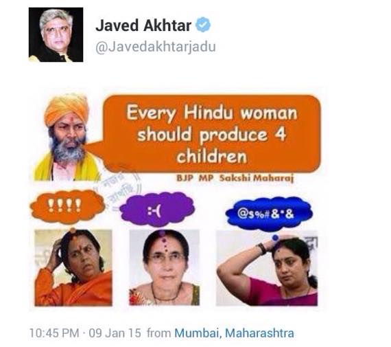 Deleted tweet by Javed Akhtar