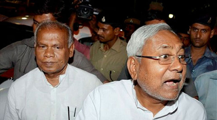 Nitish Kumar with Ram Jitan Manjhi