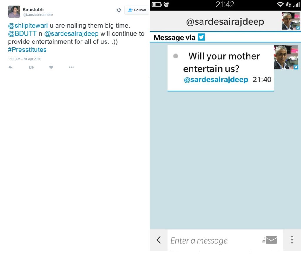 Rajdeep's abusive replies
