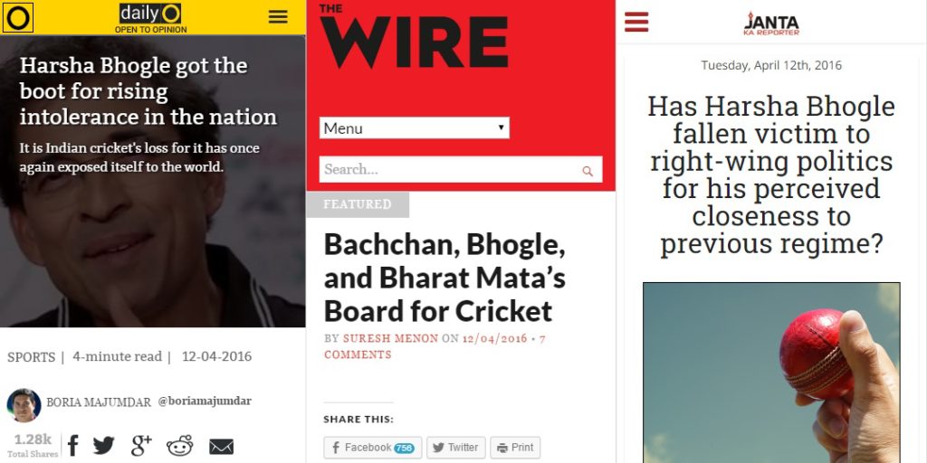 Media reports on Harsha Bhogle