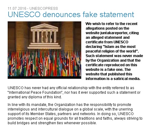 UNESCO Denies the news