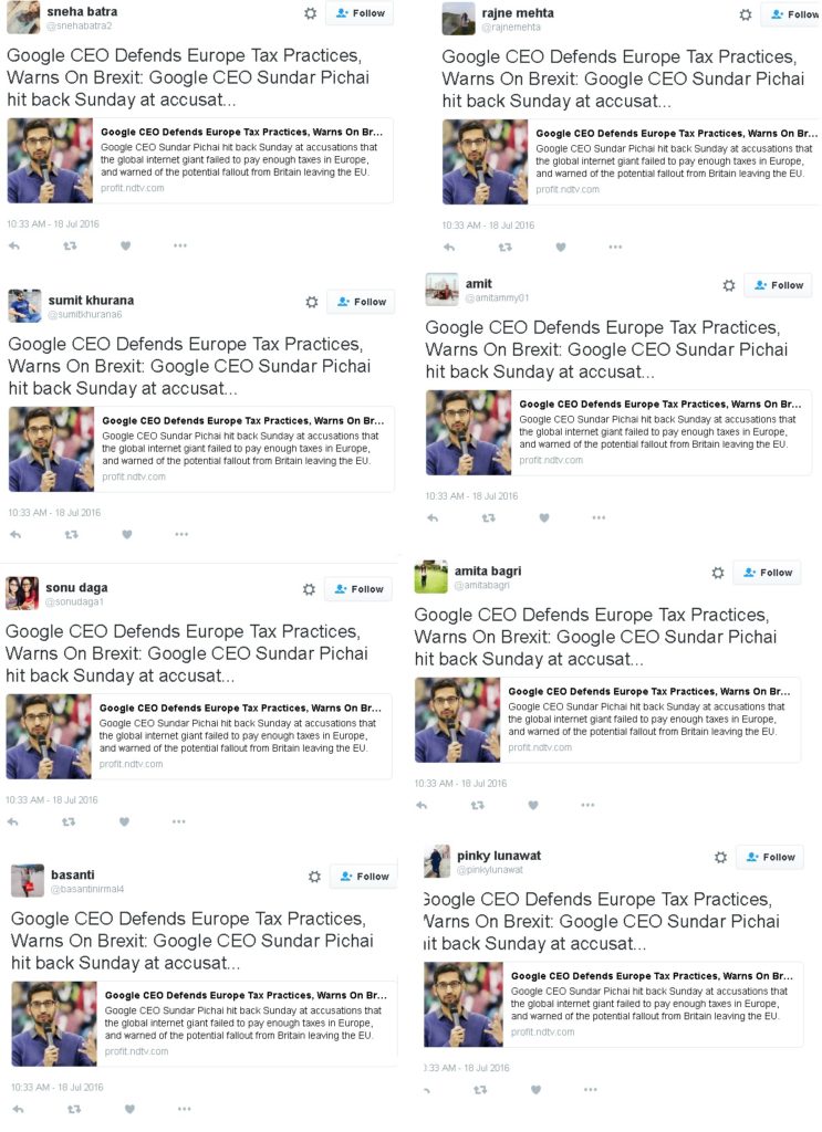 Coordinated tweets