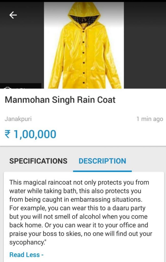 Manmohan Singh's raincoat