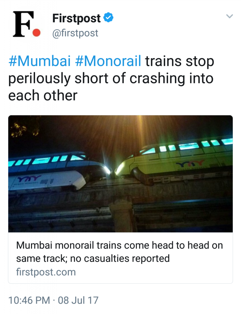 Fake News about Mumbai Monorail by Firstpost