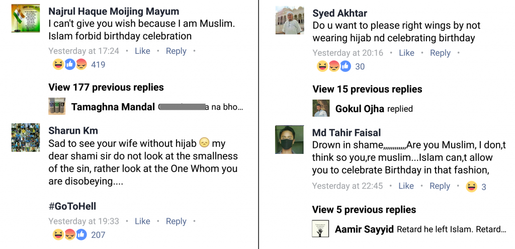 Islamist comments on Facebook page of cricketer Mohammad Shami