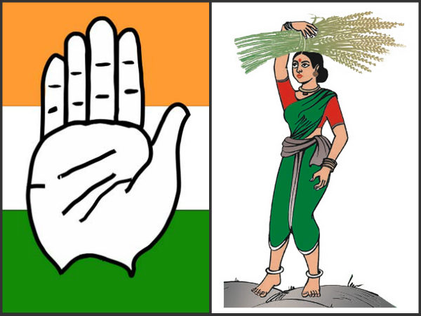 congress and JDS leaders are seen distributing freebies to voters