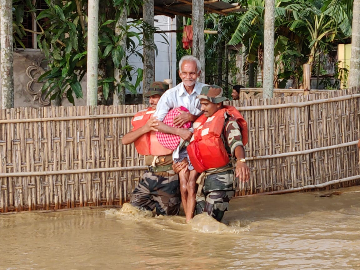 thousands of people are stranded due to floods in NE India