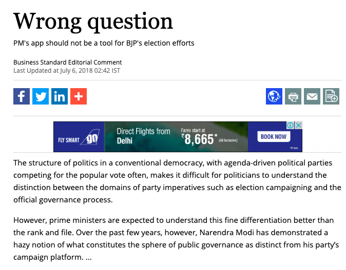business standard fake news narendra modi editorial