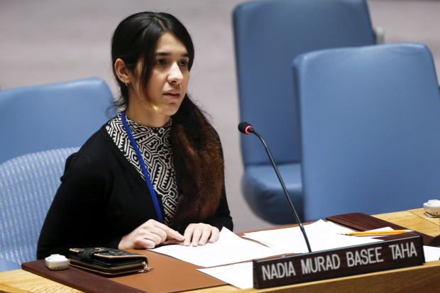 Nadia murad speaking against IS