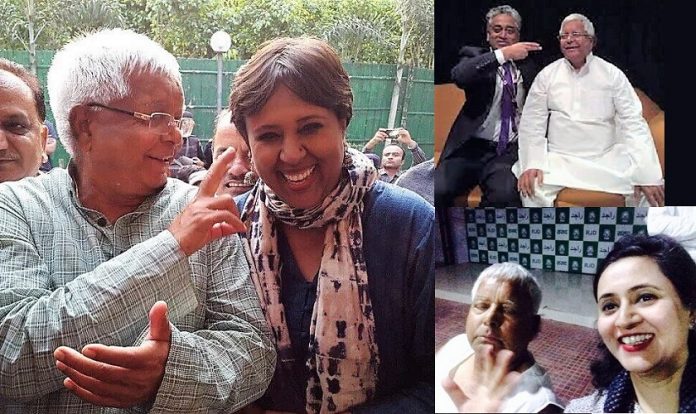 Lalu Prasad Yadav with Barkha Dutt, Rajdeep Sardesai, and Sagarika Ghosh