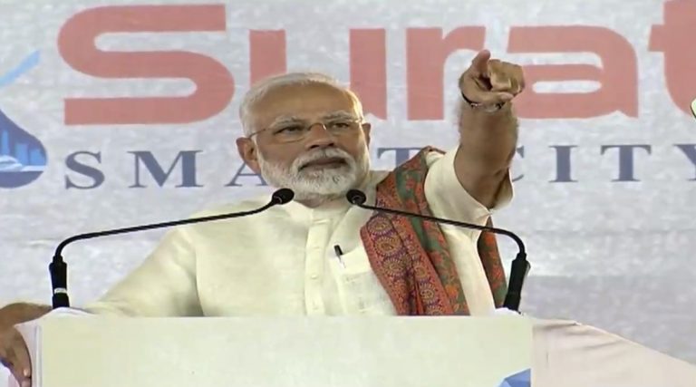 PM Modi lays foundation stone for more than a dozen projects in Surat, furnishes his government’s report card