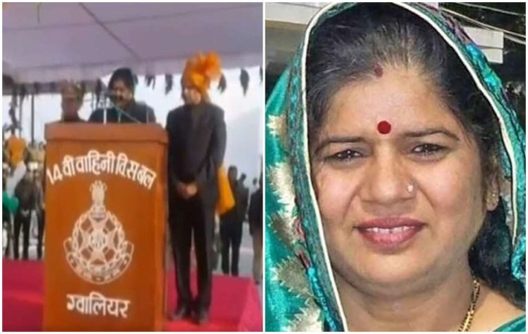 MP Minister fails to read properly, asks the Collector to finish the Republic Day speech on her behalf