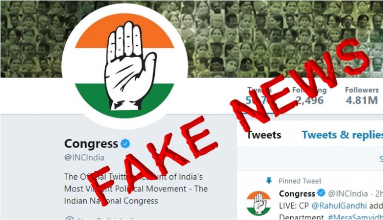 Congress spreads fake news by saying India is global number 1 in fake news