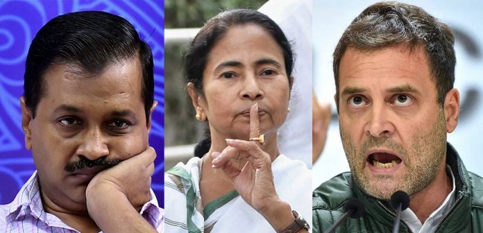 Arvind Kejriwal, Mamata Banerjee, Rahul Gandhi
