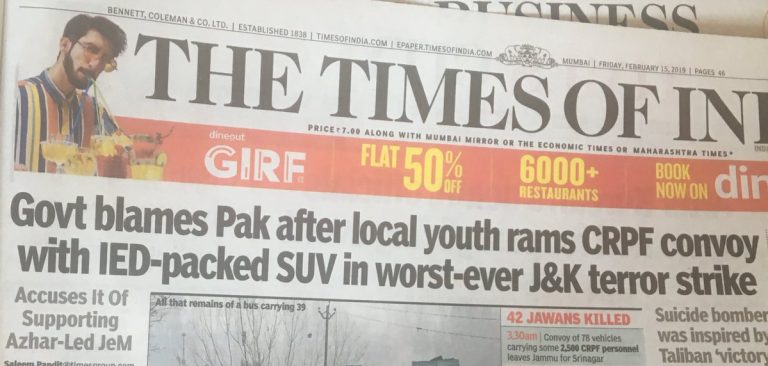 No, Times of India, Islamist terrorists harboured and nurtured by Pakistan, not ‘local youth’ killed over 40 soldiers