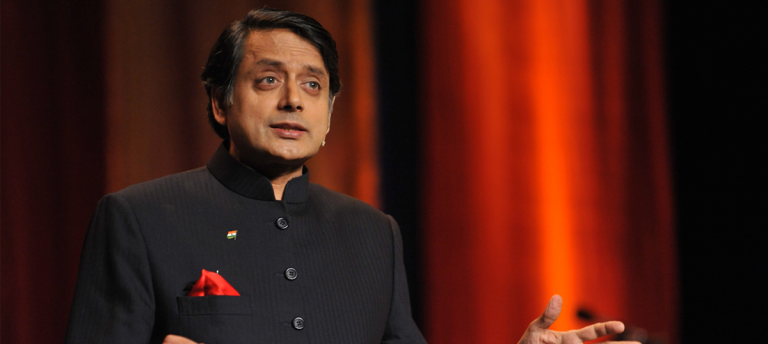 National Flag on Shashi Tharoor’s desk placed upside down as he extends support to disgraced cop Sanjiv Bhatt