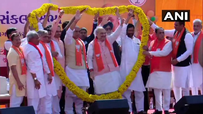 BJP’s show of strength in Gandhinagar: Amit Shah files his nomination flanked by NDA allies