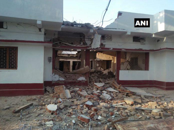 The Communist goons blow up a local BJP leader's residence in Gaya