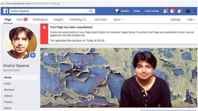 Facebook arbitrarily suspends account of activist Anshul Saxena, fails to restore account despite no wrongdoing