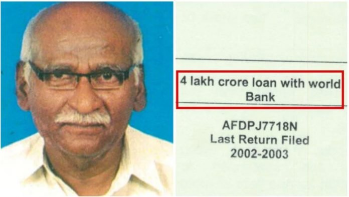 J Mohanraj has declared cash of 1.76 lakh crores along with 4 lakh crores of World Bank loan