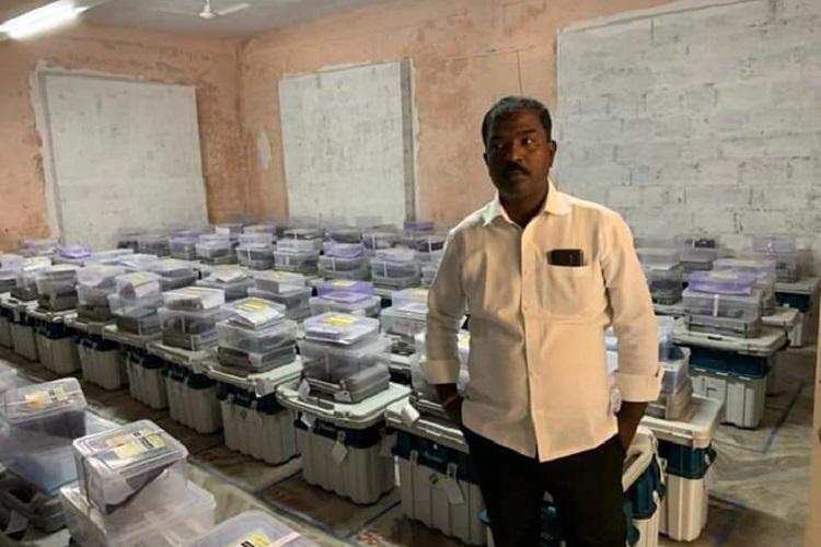 TRS leader arrested after his picture clicked inside EVM strongroom goes viral on social media