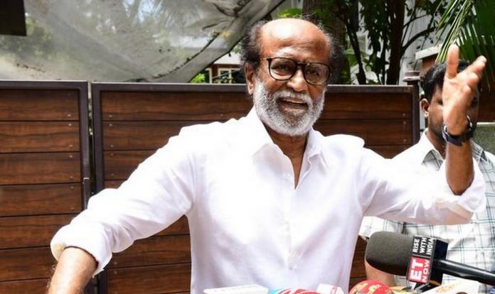 Rajinikanth with the media, Image source: The Hindu