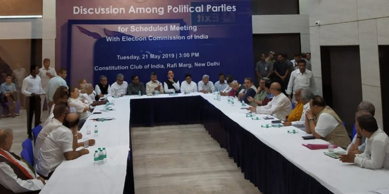 Exit poll rattles opposition, 21 parties submit a memorandum to EC urging to count 100% VVPAT slips