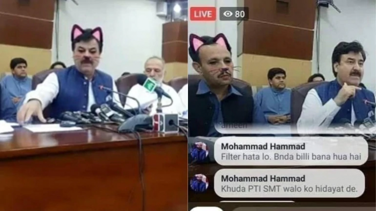 Parody nation: Provincial govt of Khyber Pakhtunkhwa live streamed its press conference with cat filter on