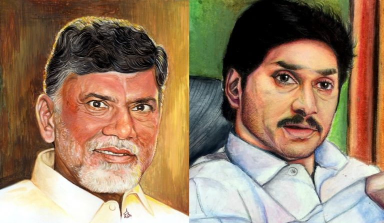 Scuffle broke out at Vijayawada Municipal Corporation meeting after portraits of NTR and Naidu replaced with that of Jaganmohan Reddy