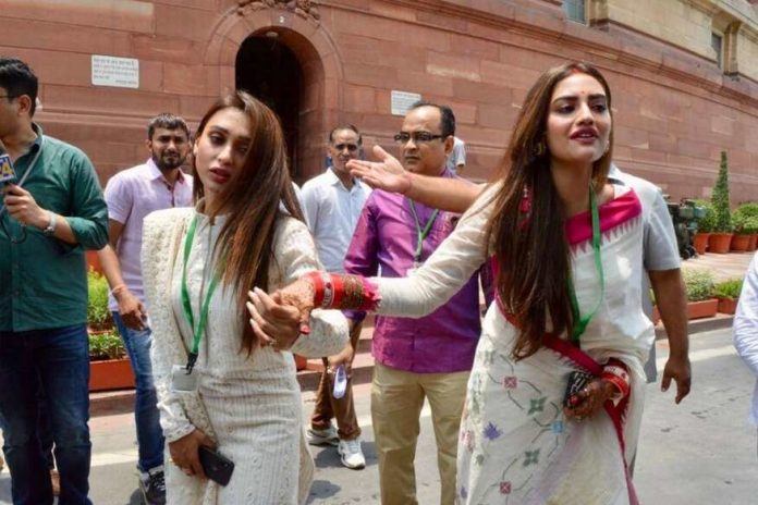 Nusrat and Mimi outside Parliament