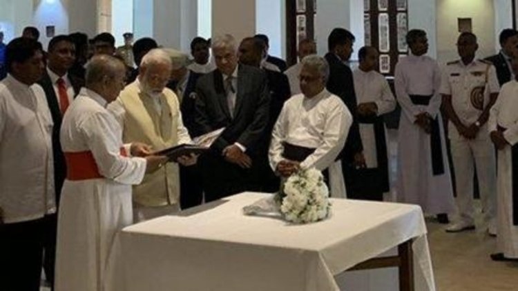 Prime Minister Modi pays tribute to Easter Sunday terror attack victims at St. Anthony’s Church during his Sri Lanka visit