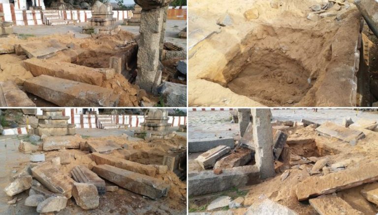 16th century Brindavana  of Sri Vyasaraja near Hampi in Karnataka desecrated and vandalised by unidentified miscreants