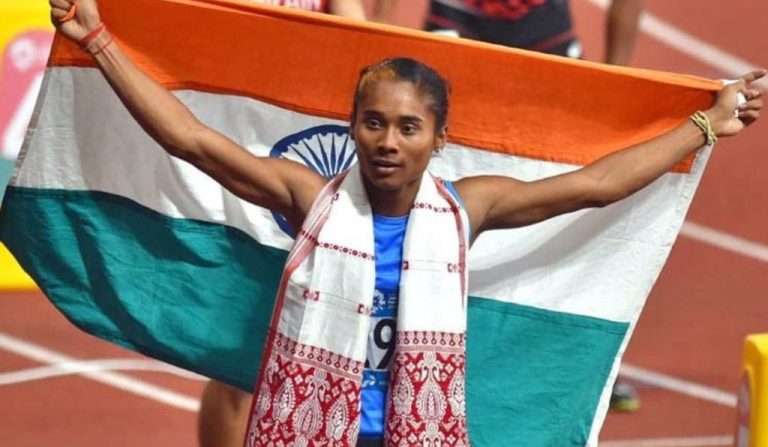 One year old video of Hima Das winning a 400 meter race shared as the yesterday’s race where she won 5th gold in 3 weeks