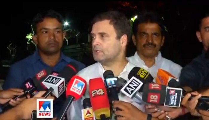 Rahul Gandhi talks to media after PM Modi’s address to the nation, speaks about Kerala floods, refuses to comment on Kashmir