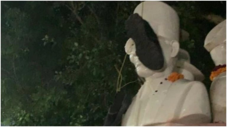 NSUI goons vandalise Savarkar statue inside Delhi University campus, put shoe garland