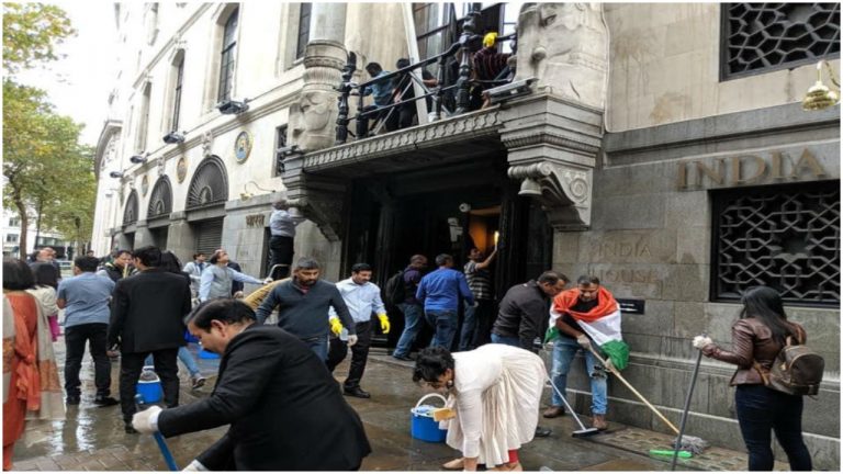 British Indians clean up the trash left by Pakistani goons outside Indian High Commission, send symbolic invoice to Mayor Sadiq Khan