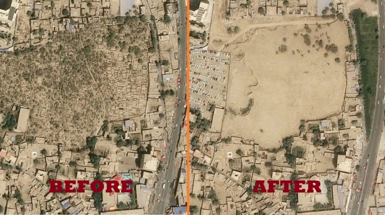 Satellite images show that China is building car parks, commercial complexes and playgrounds over Uighur Muslim graveyards