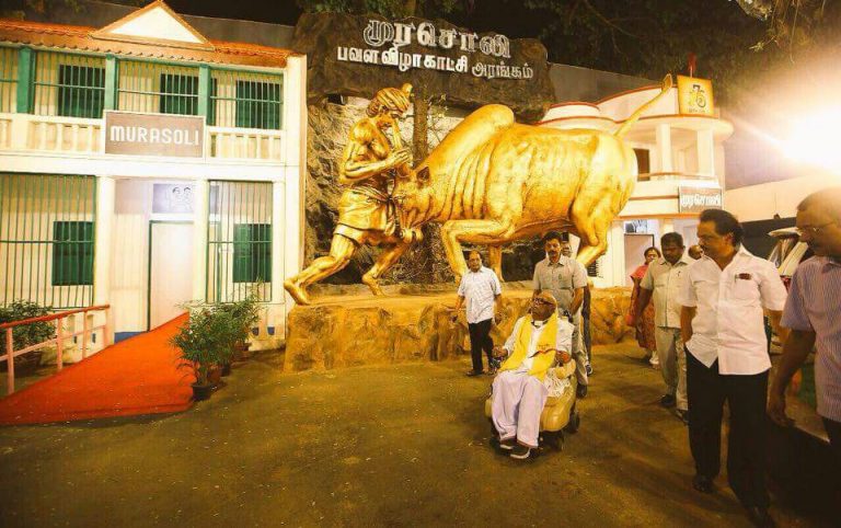 Is the headquarters of DMK mouthpiece Murasoli built on land occupied from Dalits?