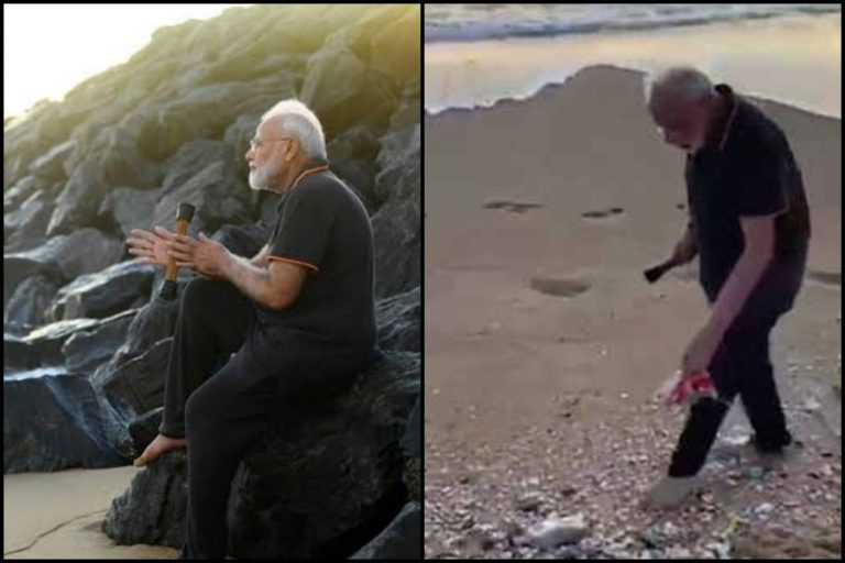 Watch: PM Narendra Modi goes ‘plogging’ in Mamallapuram beach and picks up trash, promotes fitness and Swachh Bharat