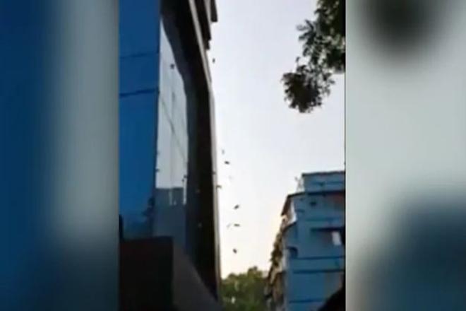 Watch: Bundles of currency were showered from building during DRI raid in Kolkata