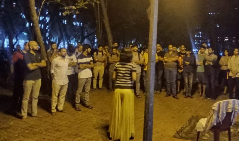 IIT Bombay students protest against desecration of Swami Vivekananda’s statue by JNU students