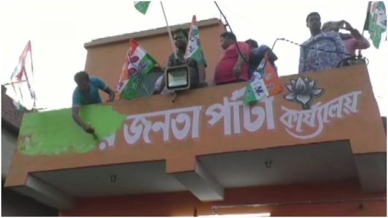 West Bengal: After by-poll victory, TMC workers capture 4 BJP offices, paint offices green and resort to vandalism