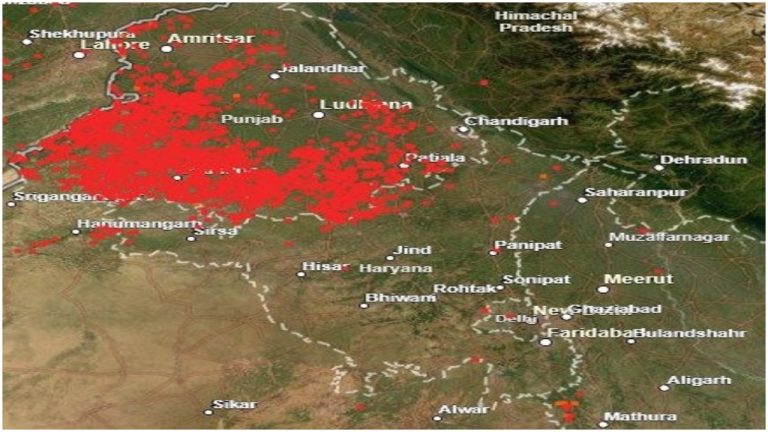 Which state is responsible for turning Delhi into a gas chamber, Haryana or Punjab? This NASA image has the answer
