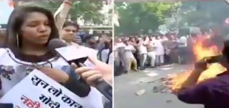 Watch: Congress workers shout ‘Modi Media Murdabad’ after journalist exposes clueless youngsters at protest