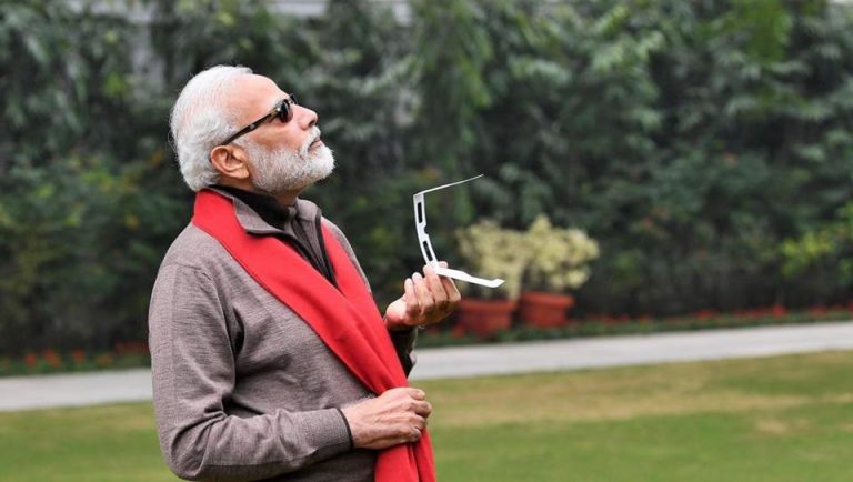 PM Modi encourages netizens to make memes out of his solar eclipse viewing pics, Twitter does not disappoint