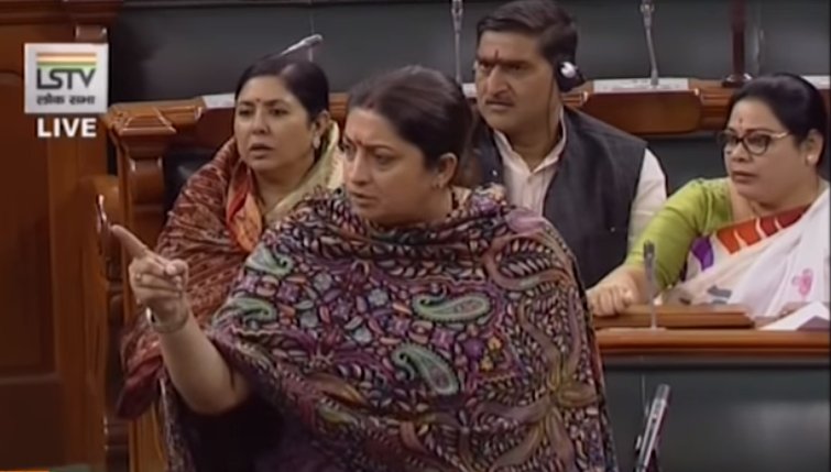 BJP demands apology from two Congress MPs for their “threatening posture” towards Smriti Irani during debate on Unnao rape