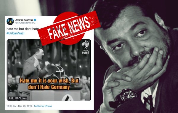 Anurag Kashyap plugs a mis-translation of Hitler's speech to demean PM Modi's 