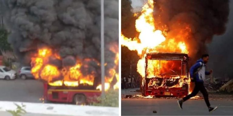 Watch: CCTV footage from Delhi’s Jamia Nagar show rioters setting motorcycle, DTC bus on fire