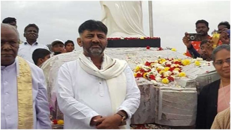 Karnataka: Congress leader DK Shivakumar lays foundation stone for world’s tallest Jesus Christ statue