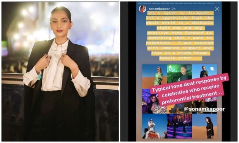 Sonam Kapoor becomes ‘Hindu brown female actor’ when called out for her hypocrisy on sexual harassment at Saudi Arabia concert